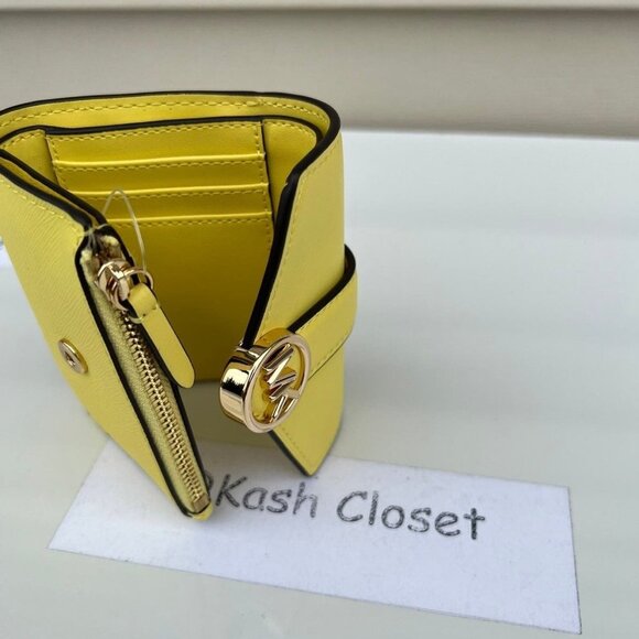 Michael Kors wallet carmen medium trifold leather wallet sunshine - Picture 5 of 7